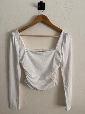 Revolve All The Ways White Square Neck Long Sleeve Women's Top